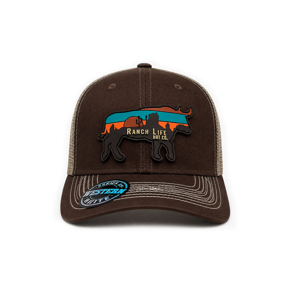 Gorra Hombre Knite Desert Longhorn Trucker Marron Vaquera