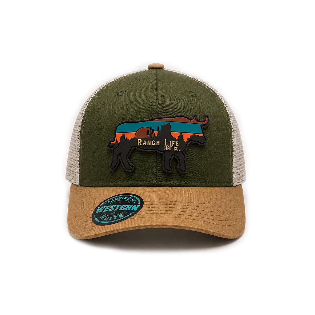 Gorra Hombre Knite Desert Longhorn Trucker Marron Vaquera
