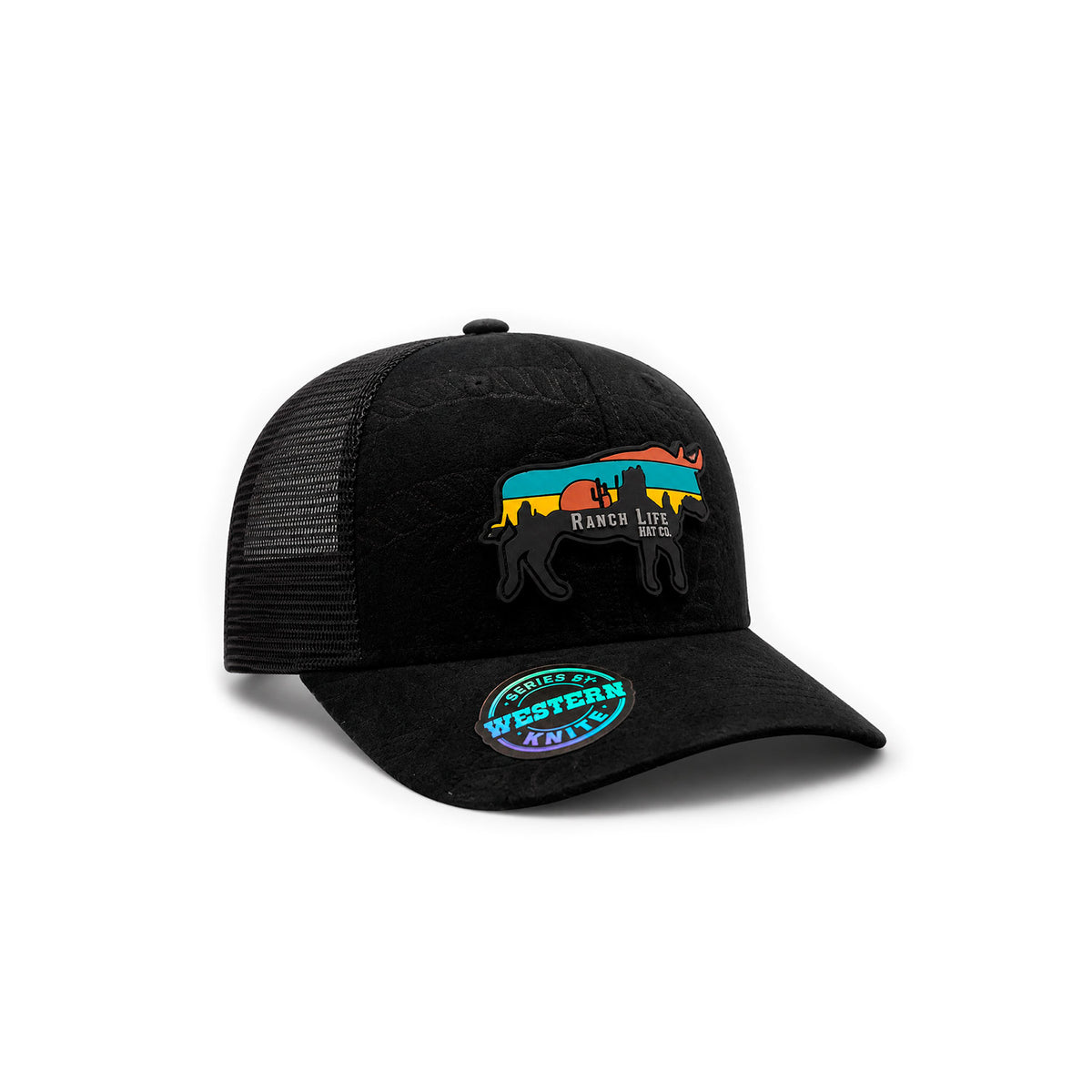 Gorra Hombre Knite Desert Longhorn Trucker Negro Vaquera