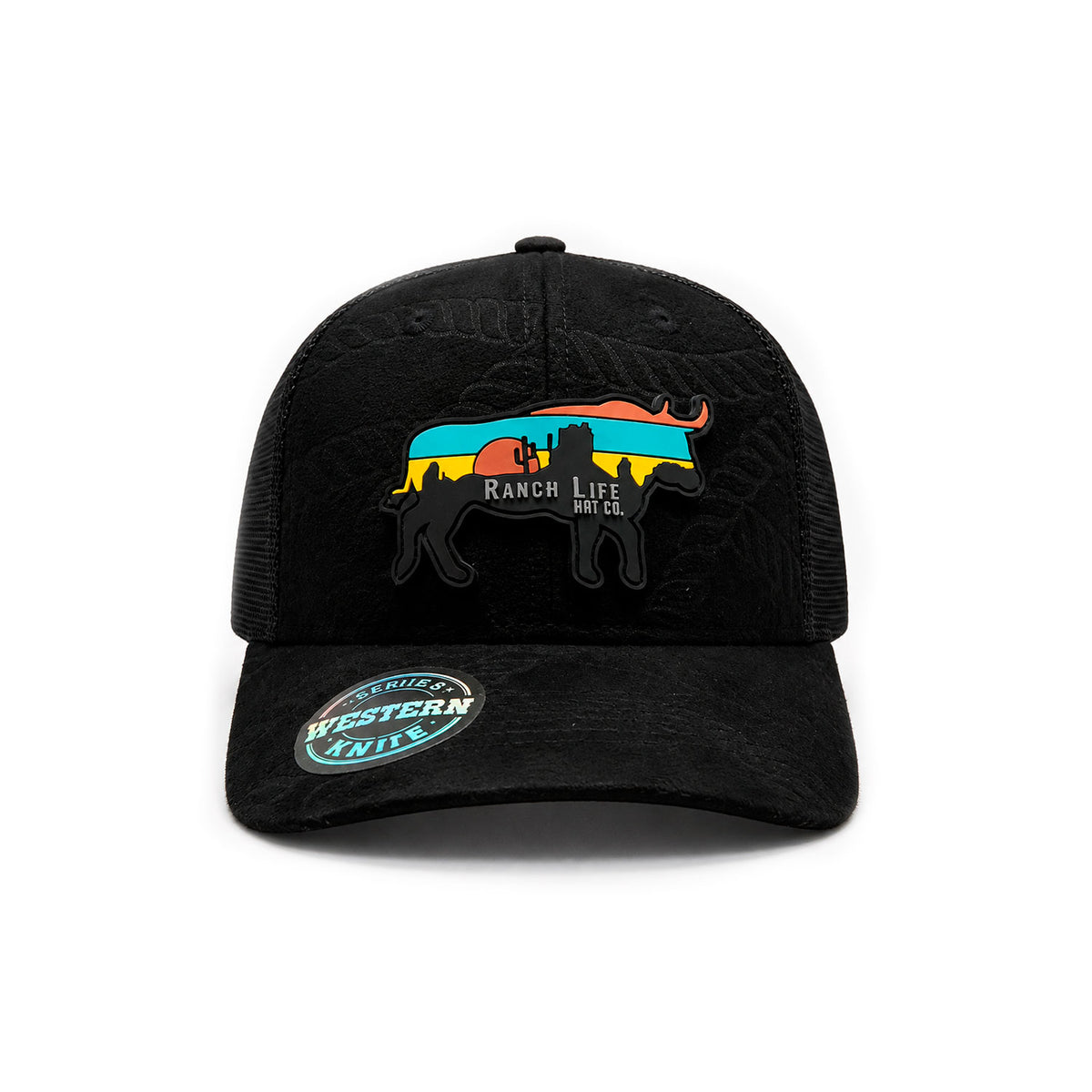 Gorra Hombre Knite Desert Longhorn Trucker Negro Vaquera