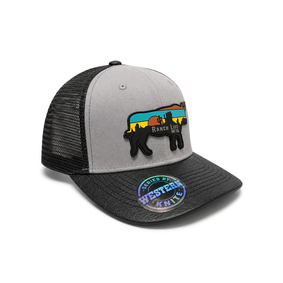 Gorra Hombre Knite Desert Longhorn Trucker Negro Vaquera