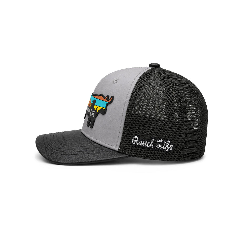 Gorra Hombre Knite Desert Longhorn Trucker Negro Vaquera