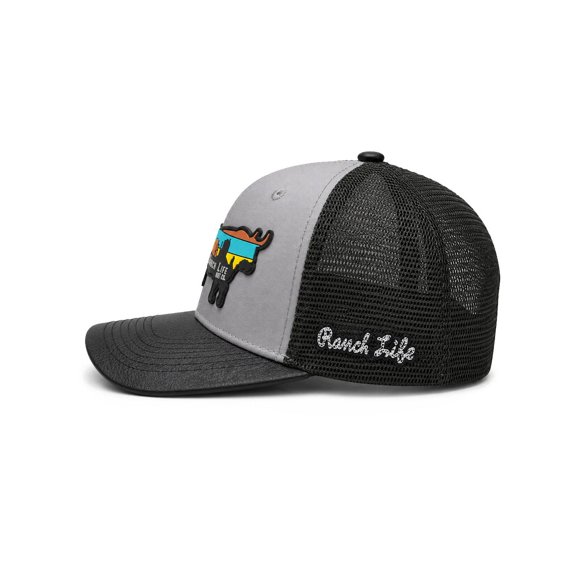 Gorra Hombre Knite Desert Longhorn Trucker Negro Vaquera
