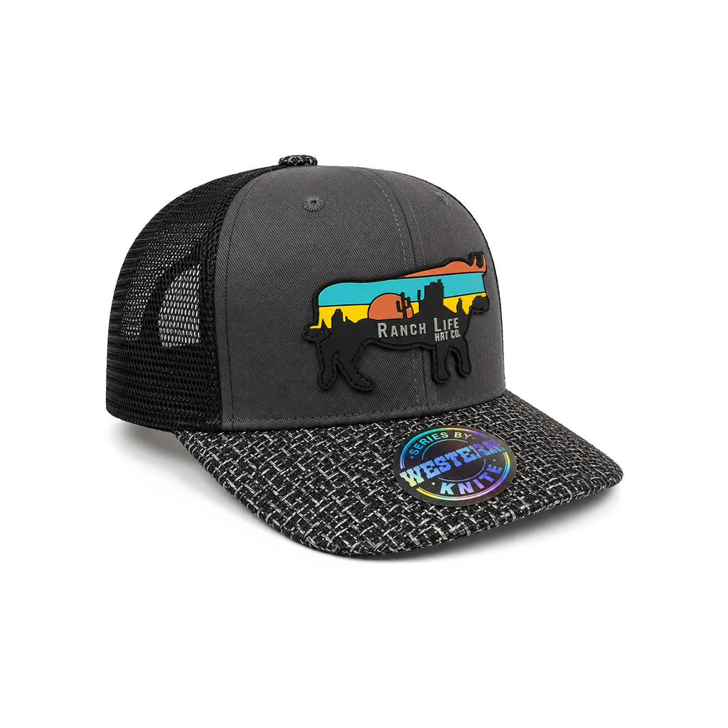 Gorra Hombre Knite Desert Longhorn Trucker Negro Vaquera