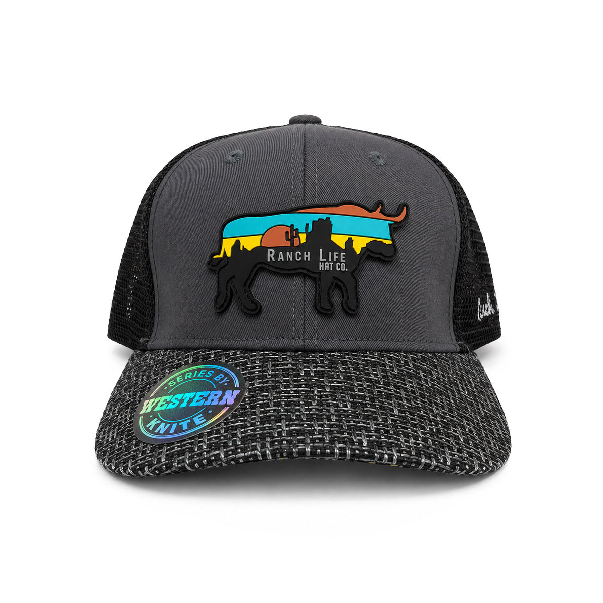 Gorra Hombre Knite Desert Longhorn Trucker Negro Vaquera