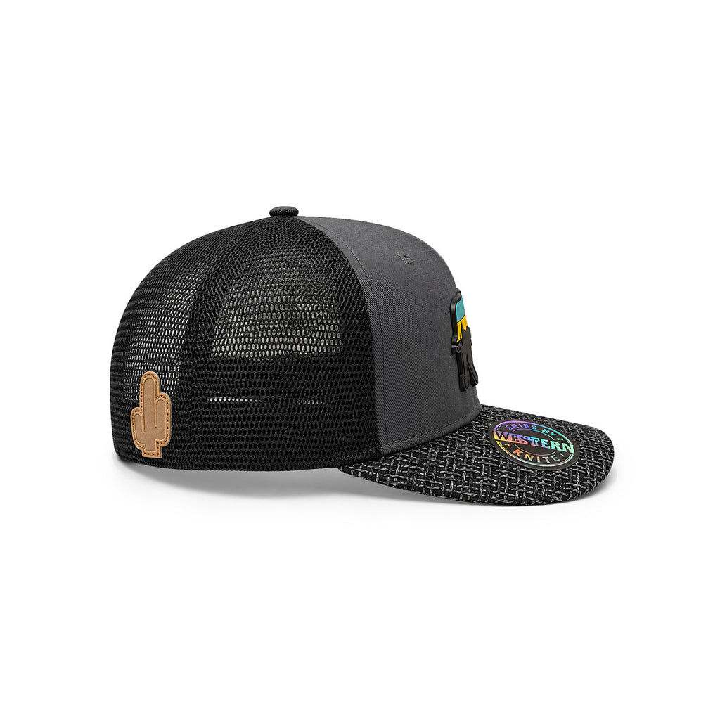 Gorra Hombre Knite Desert Longhorn Trucker Negro Vaquera