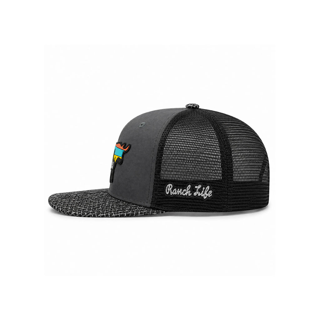 Gorra Hombre Knite Desert Longhorn Trucker Negro Vaquera