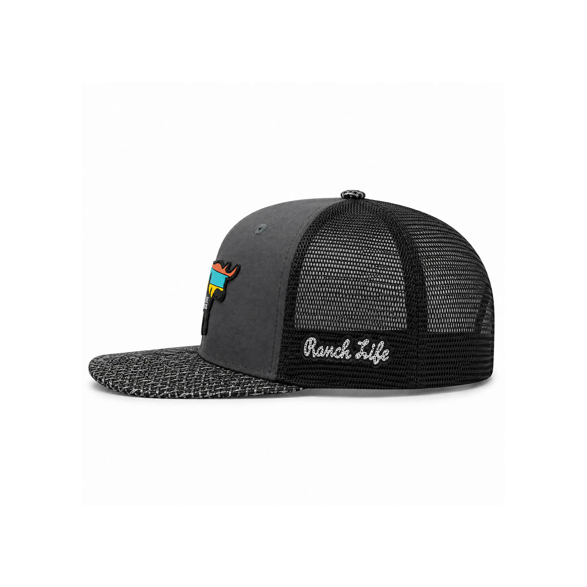 Gorra Hombre Knite Desert Longhorn Trucker Negro Vaquera