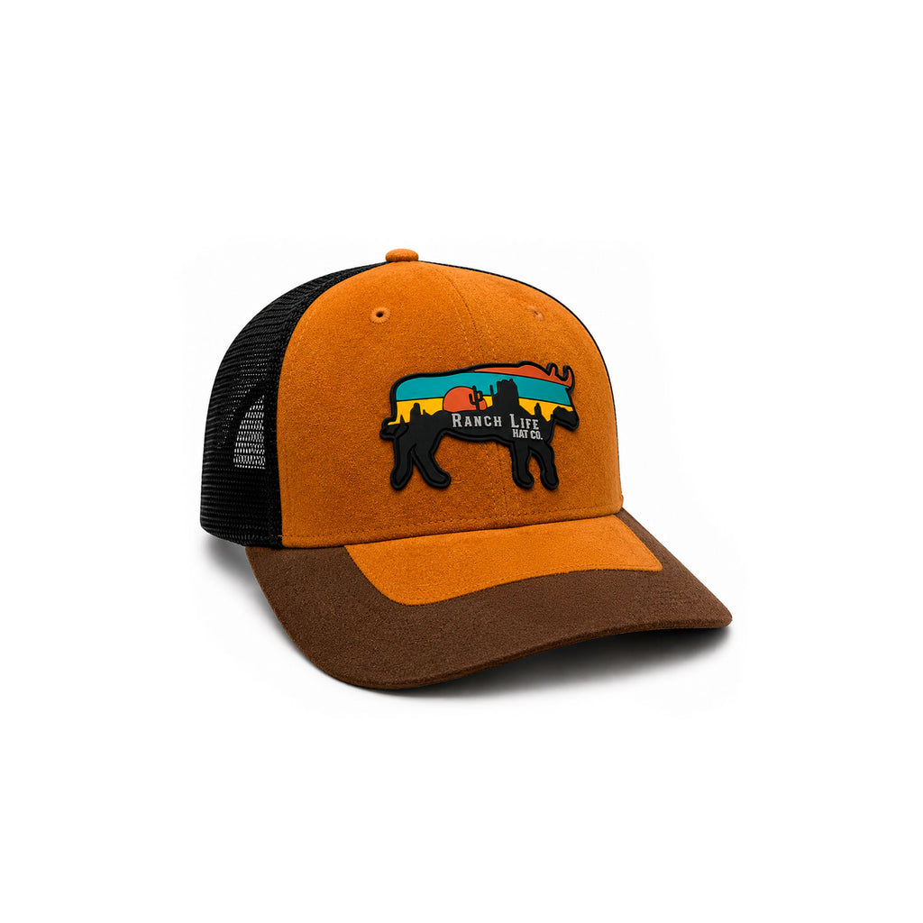 Gorra Hombre Knite Desert Longhorn Trucker Negro Vaquera