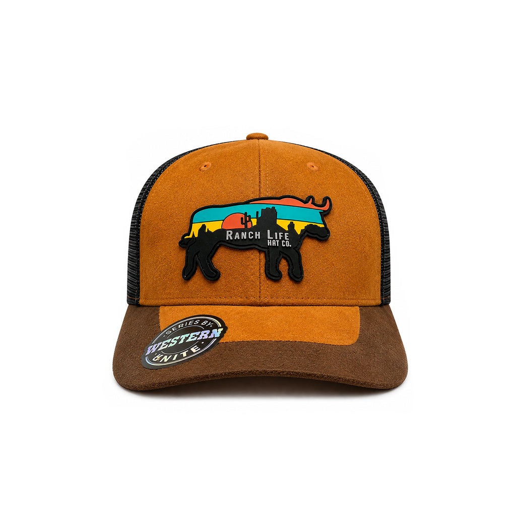 Gorra Hombre Knite Desert Longhorn Trucker Negro Vaquera