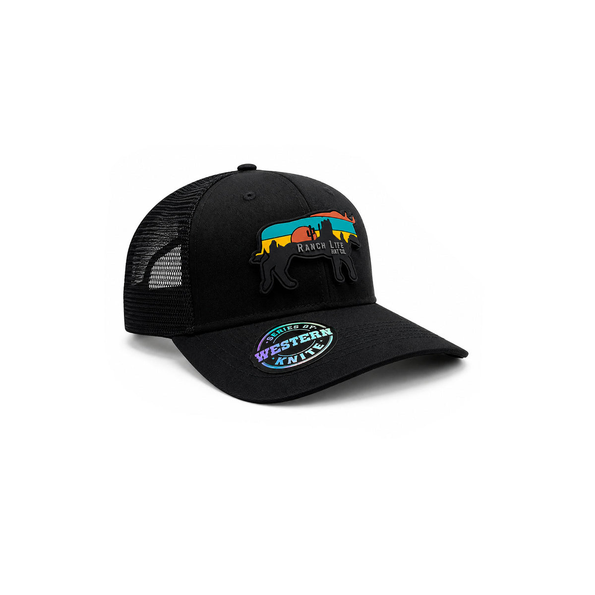 Gorra Hombre Knite Desert Longhorn Trucker Negro Vaquera