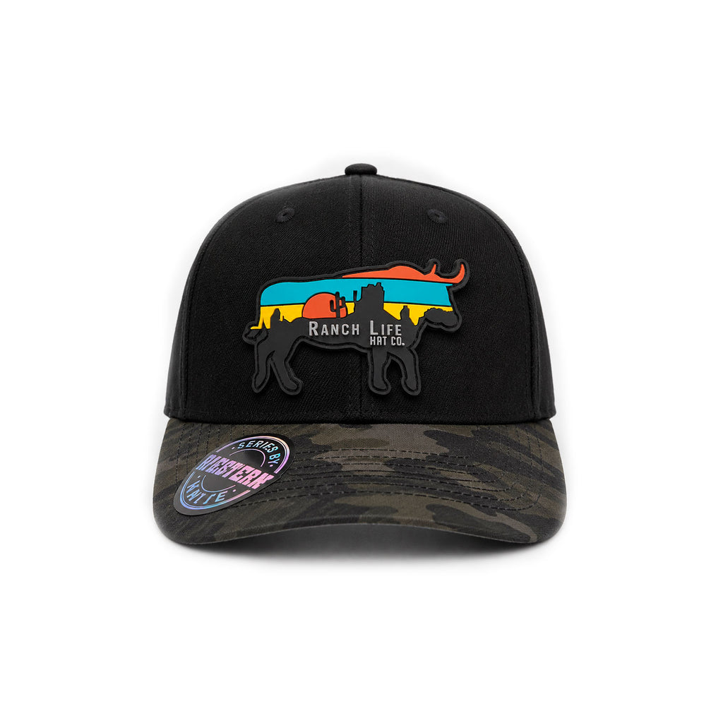 Gorra Hombre Knite Desert Longhorn Trucker Negro Vaquera