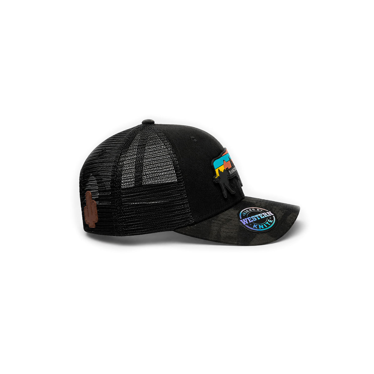 Gorra Hombre Knite Desert Longhorn Trucker Negro Vaquera