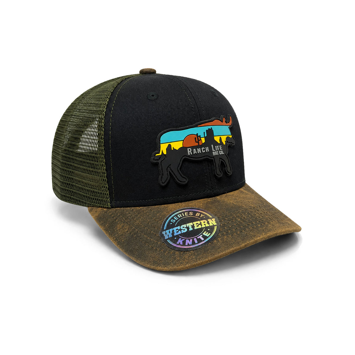 Gorra Hombre Knite Desert Longhorn Trucker Negro Vaquera