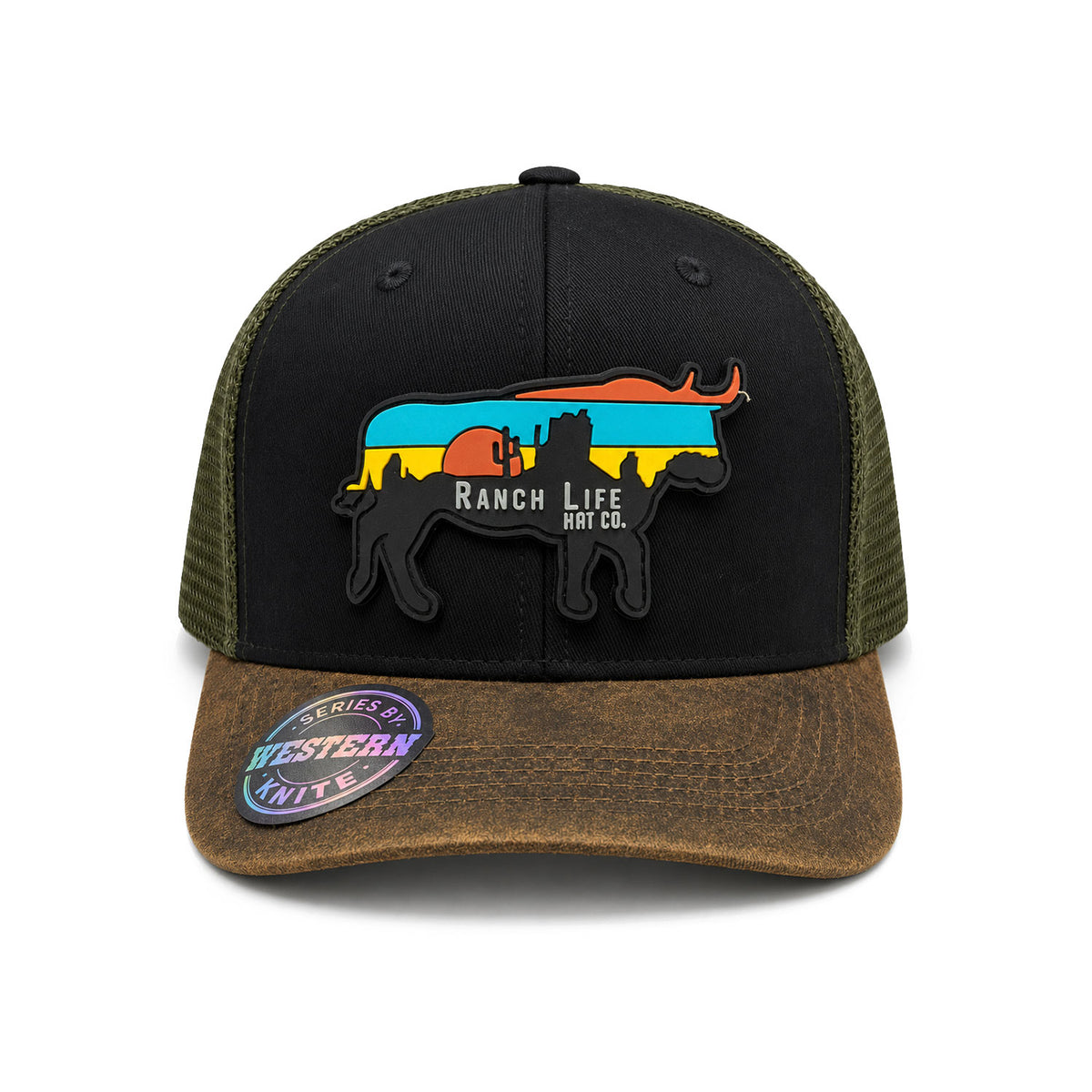 Gorra Hombre Knite Desert Longhorn Trucker Negro Vaquera