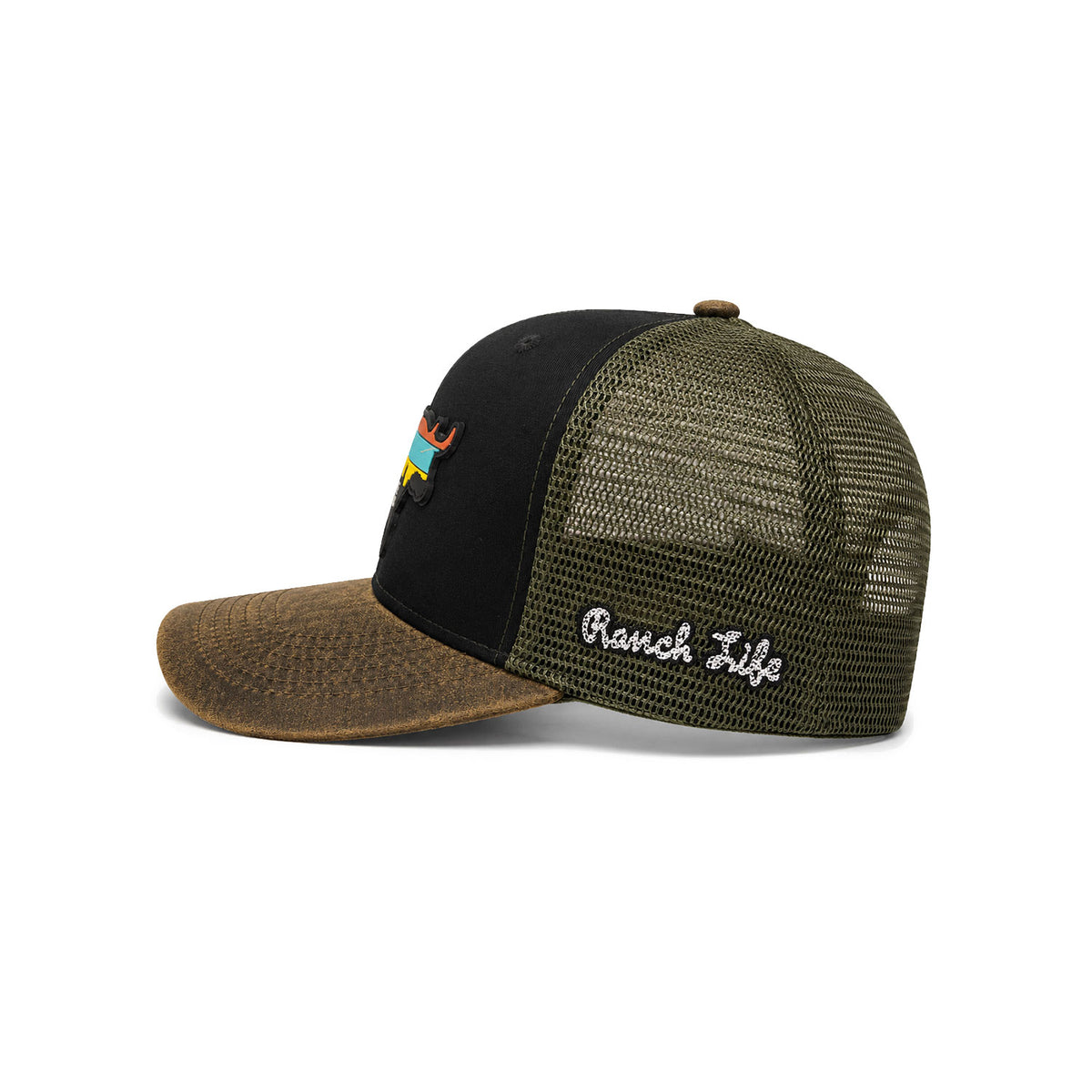 Gorra Hombre Knite Desert Longhorn Trucker Negro Vaquera