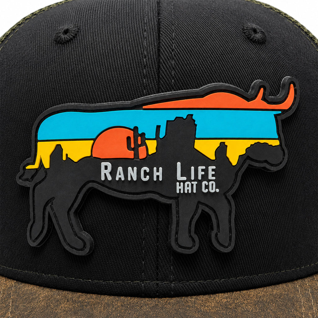 Gorra Hombre Knite Desert Longhorn Trucker Negro Vaquera