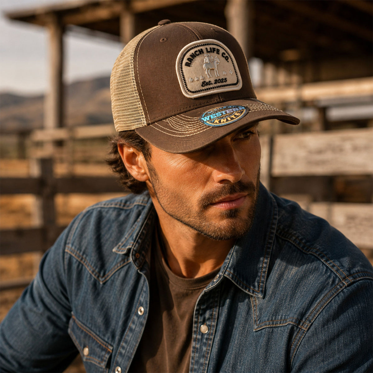 Gorra Hombre Knite Desert Rider Ranch Trucker Blanco Vaquera