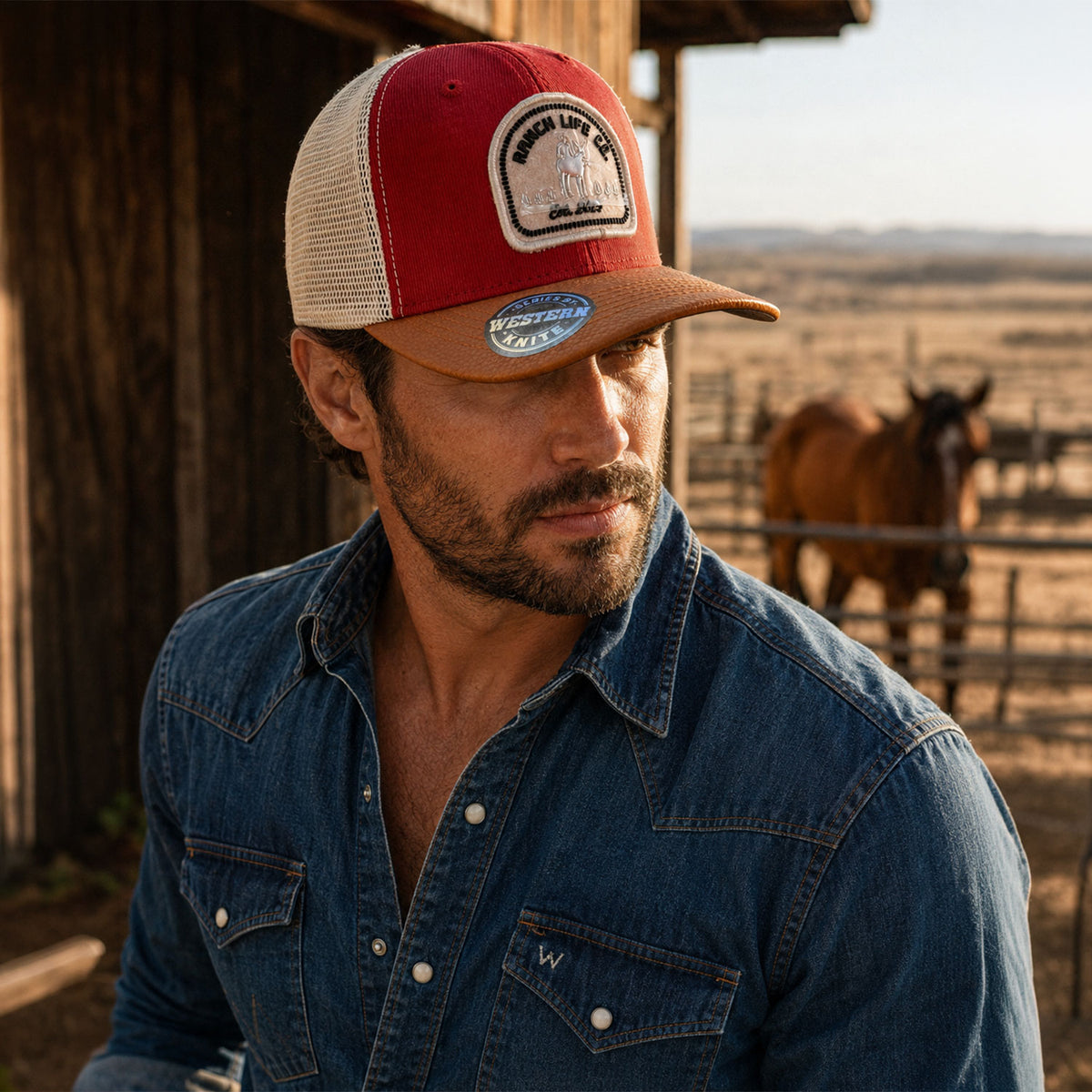 Gorra Hombre Knite Desert Rider Ranch Trucker Blanco Vaquera