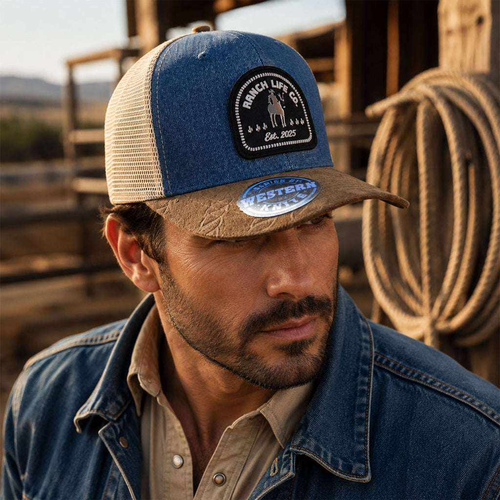 Gorra Hombre Knite Desert Rider Ranch Trucker Negro Vaquera