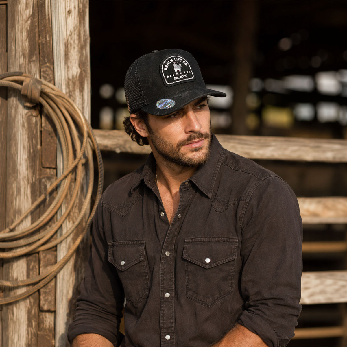 Gorra Hombre Knite Desert Rider Ranch Trucker Negro Vaquera
