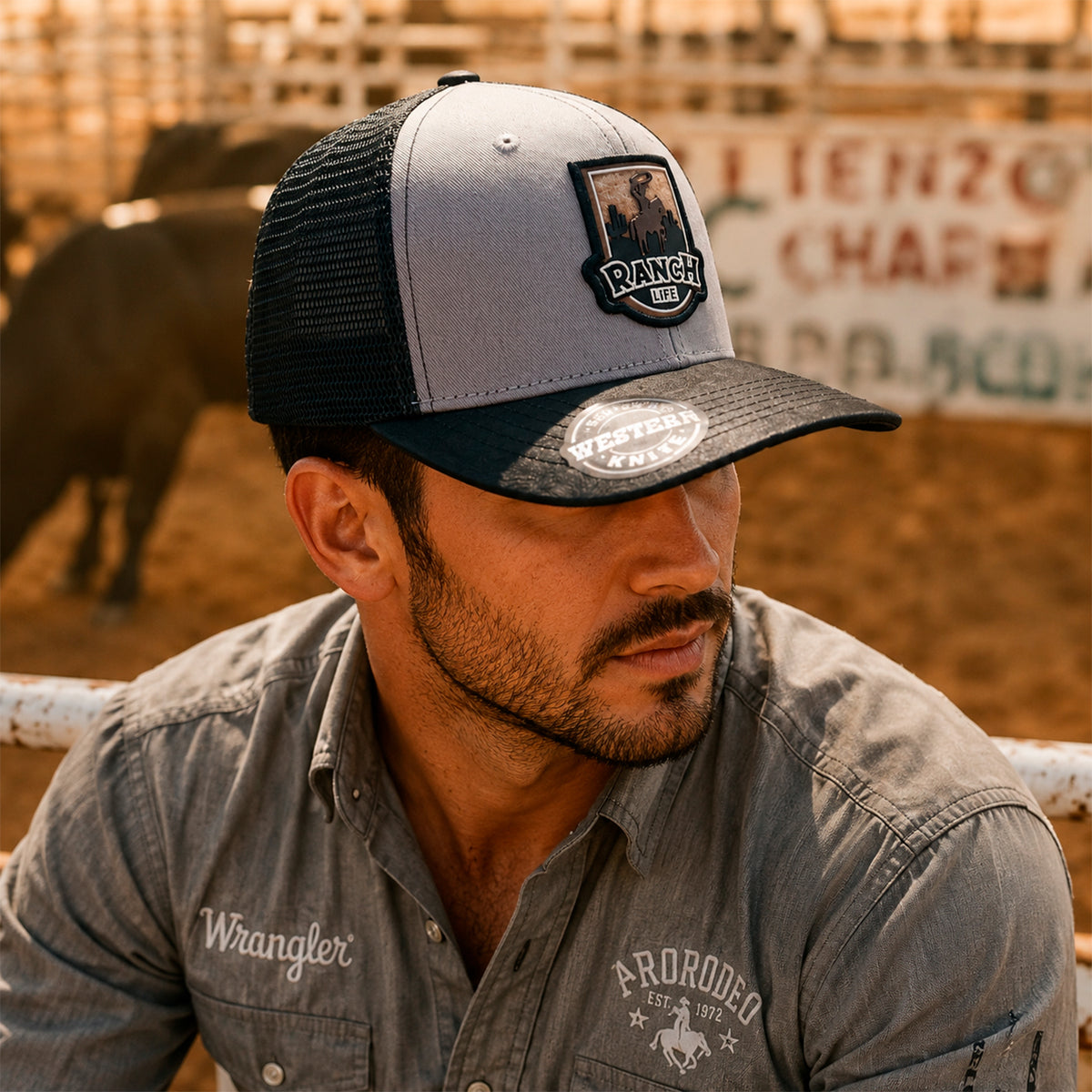 Gorra Knite Ranch Rodeo Negro Hombre Malla Transpirable