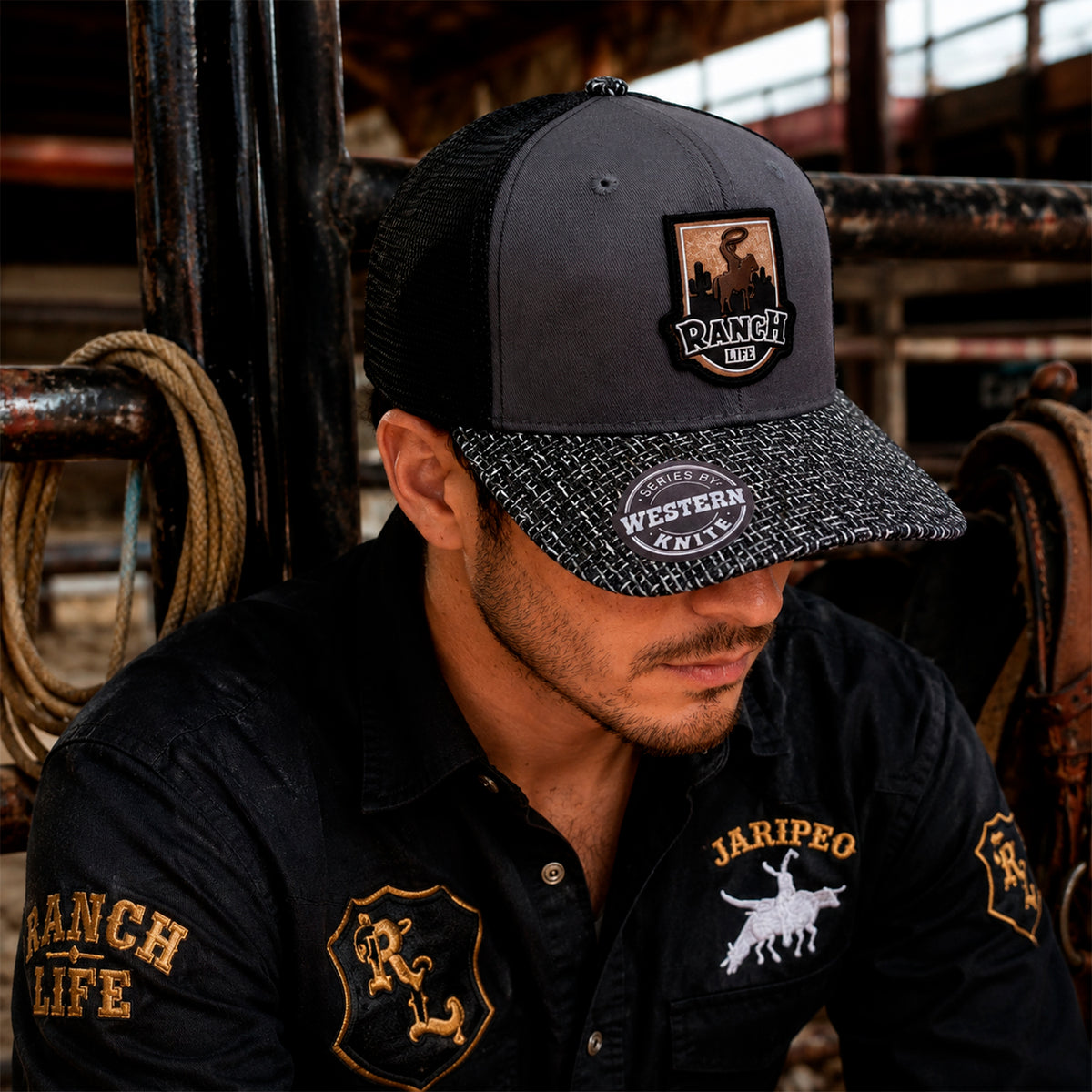 Gorra Knite Ranch Rodeo Negro Hombre Malla Transpirable