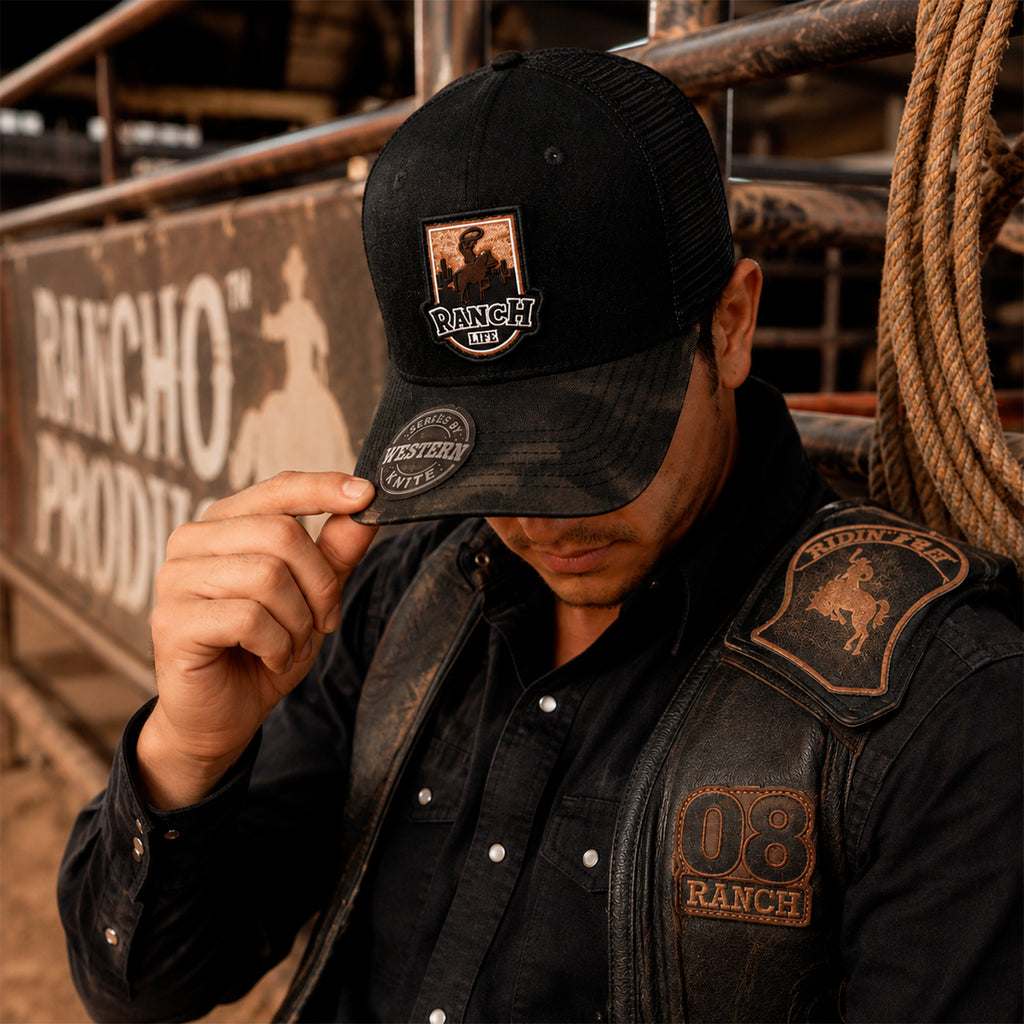 Gorra Knite Ranch Rodeo Negro Hombre Malla Transpirable