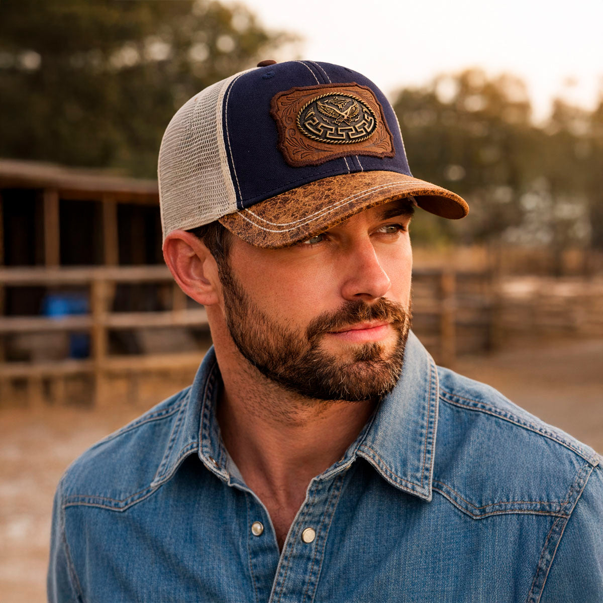Gorra Trucker Vaquera Águila Herraje Metálico Rancho