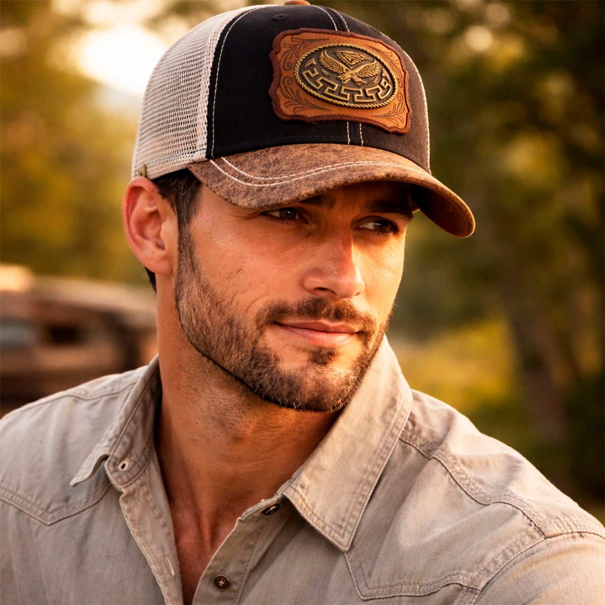 Gorra Trucker Vaquera Águila Herraje Metálico Rancho