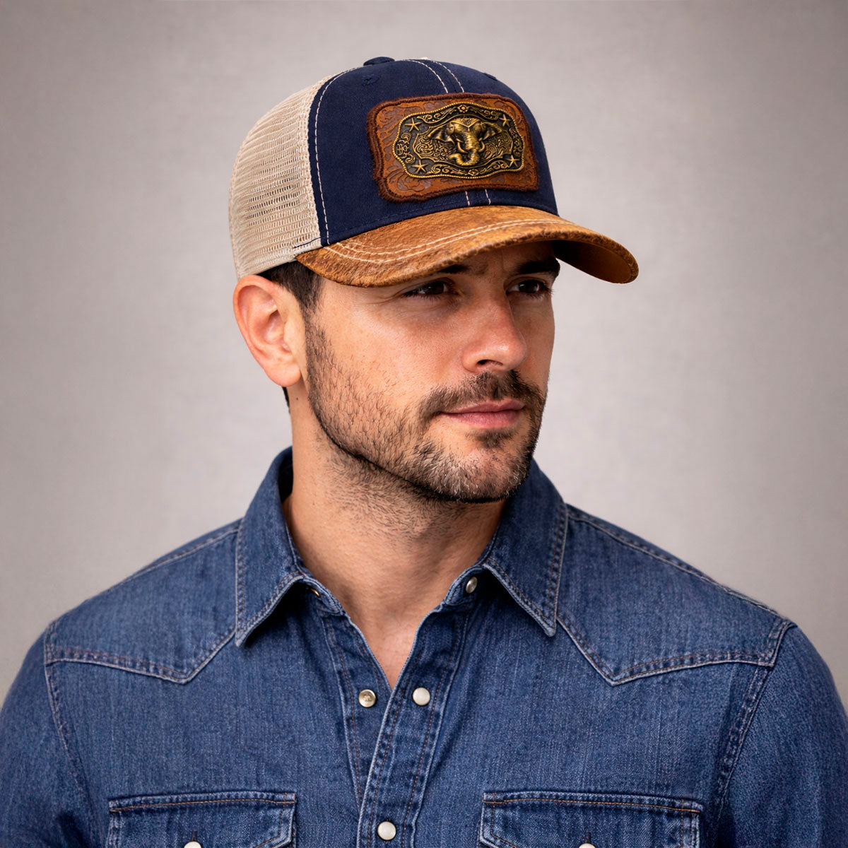 Gorra Trucker Vaquera Elefante Herraje Metálico Rancho
