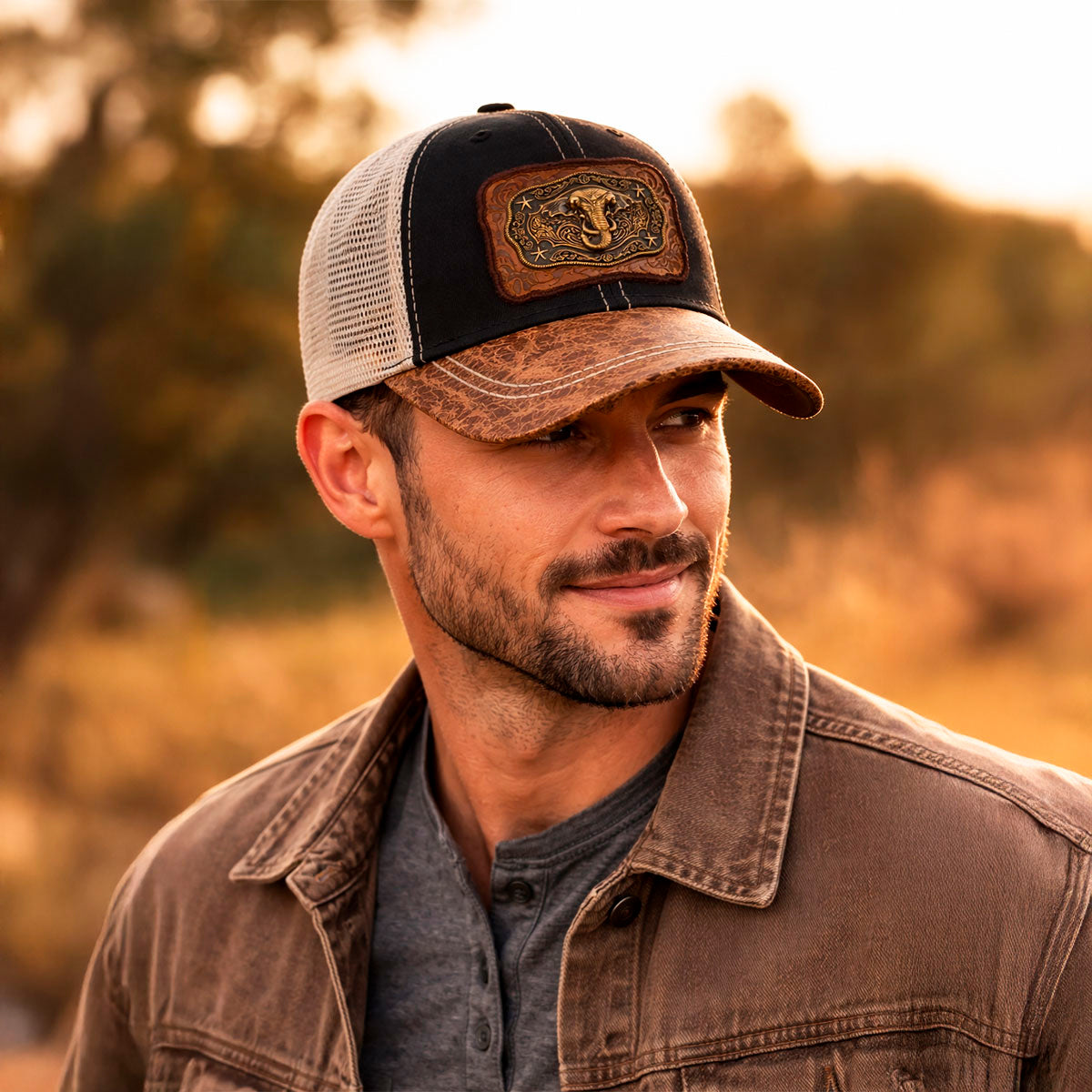 Gorra Trucker Vaquera Elefante Herraje Metálico Rancho