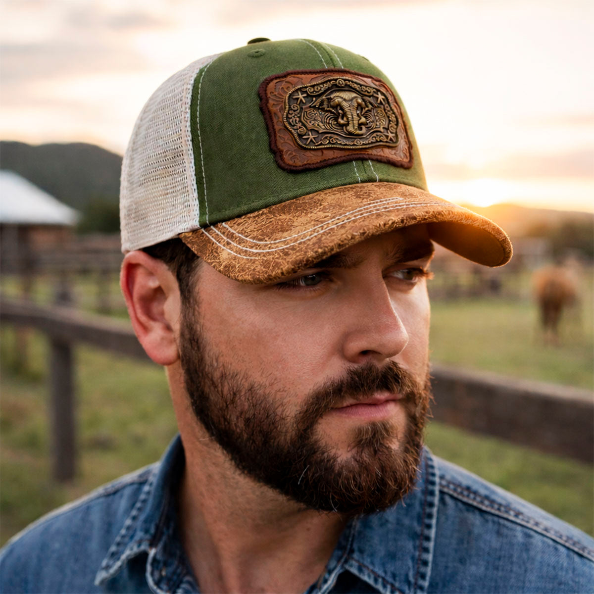 Gorra Trucker Vaquera Elefante Herraje Metálico Rancho