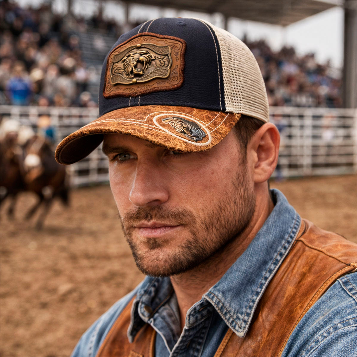 Gorra Trucker Vaquera Pantera Herraje Metálico Rancho