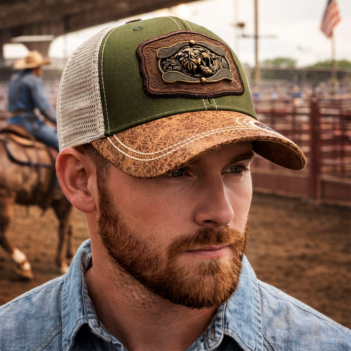 Gorra Trucker Vaquera Pantera Herraje Metálico Rancho
