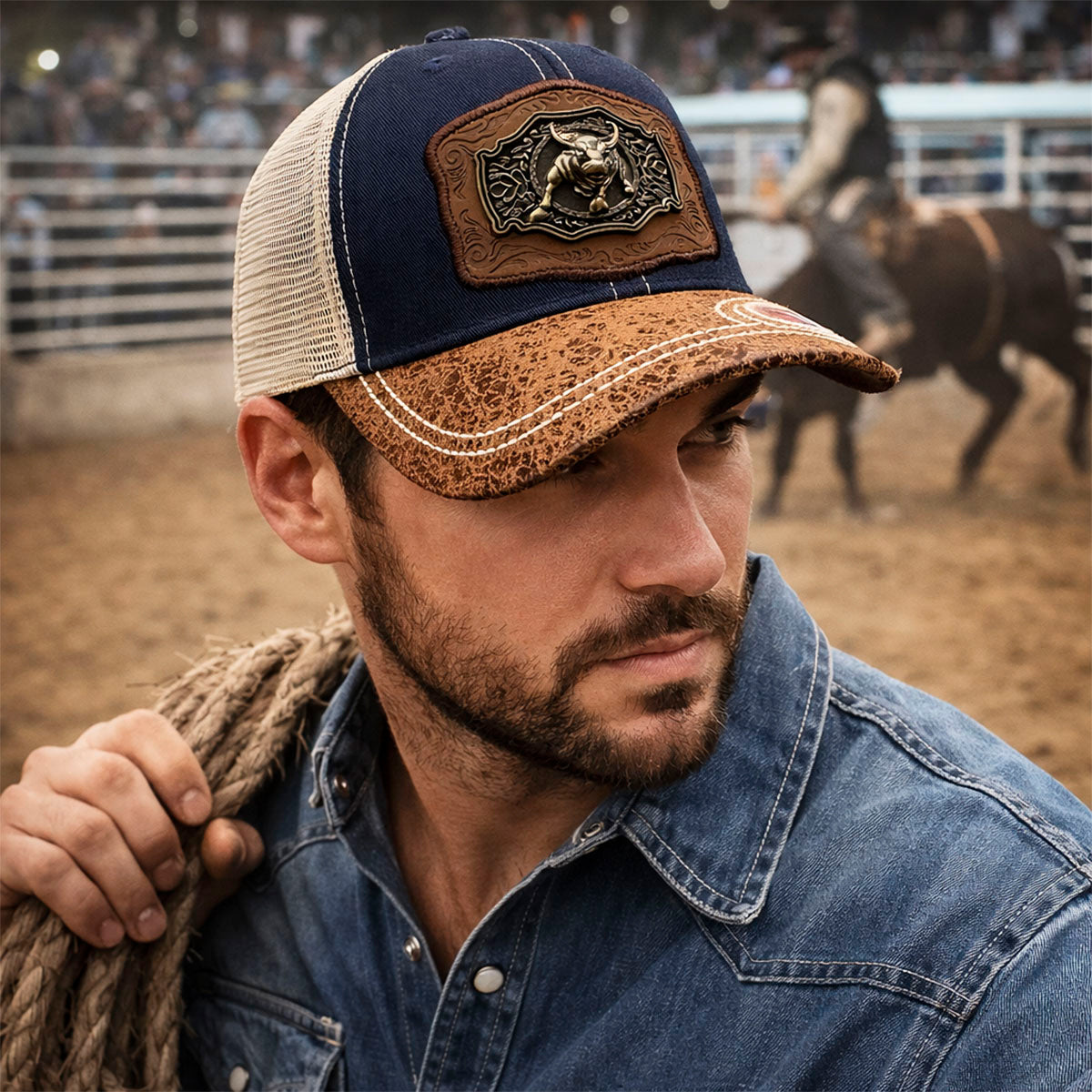 Gorra Trucker Vaquera Toro Herraje Metálico Rancho Knite