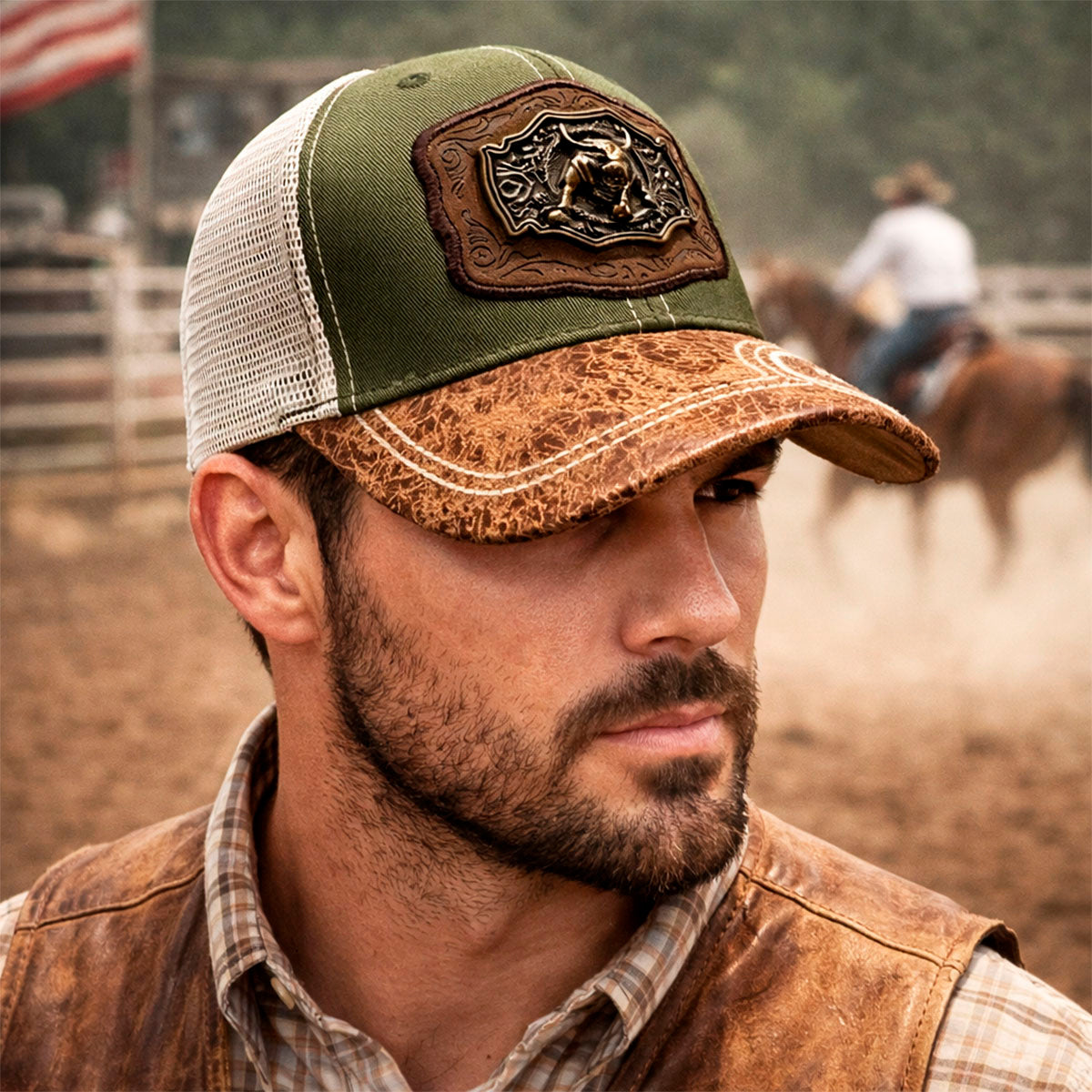 Gorra Trucker Vaquera Toro Herraje Metálico Rancho Knite