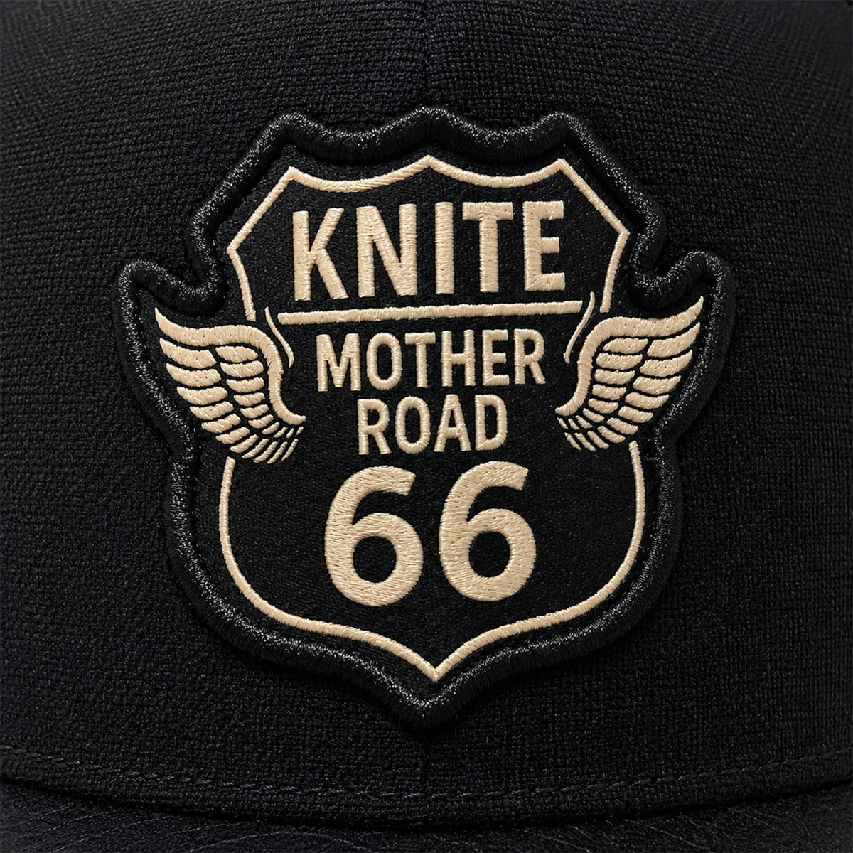 Knite Gorra Trucker Route 66 Mother Negra con Visera Tipo Piel y Malla Biker