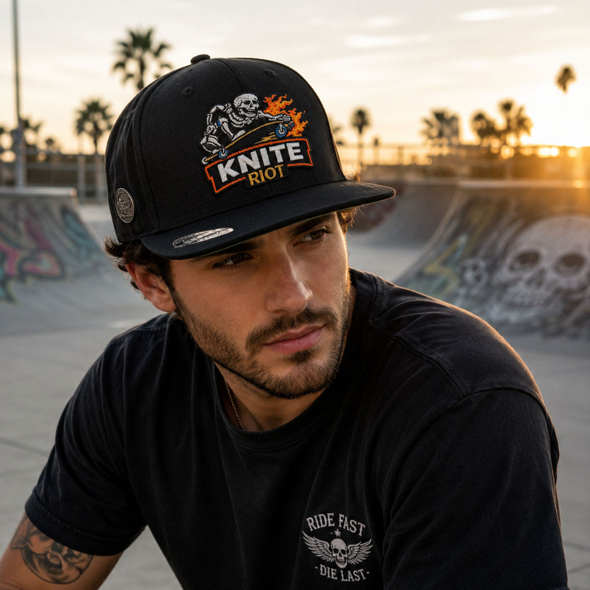 Gorra Bordada Negra Para Hombre KNITE Dead Ride Skate