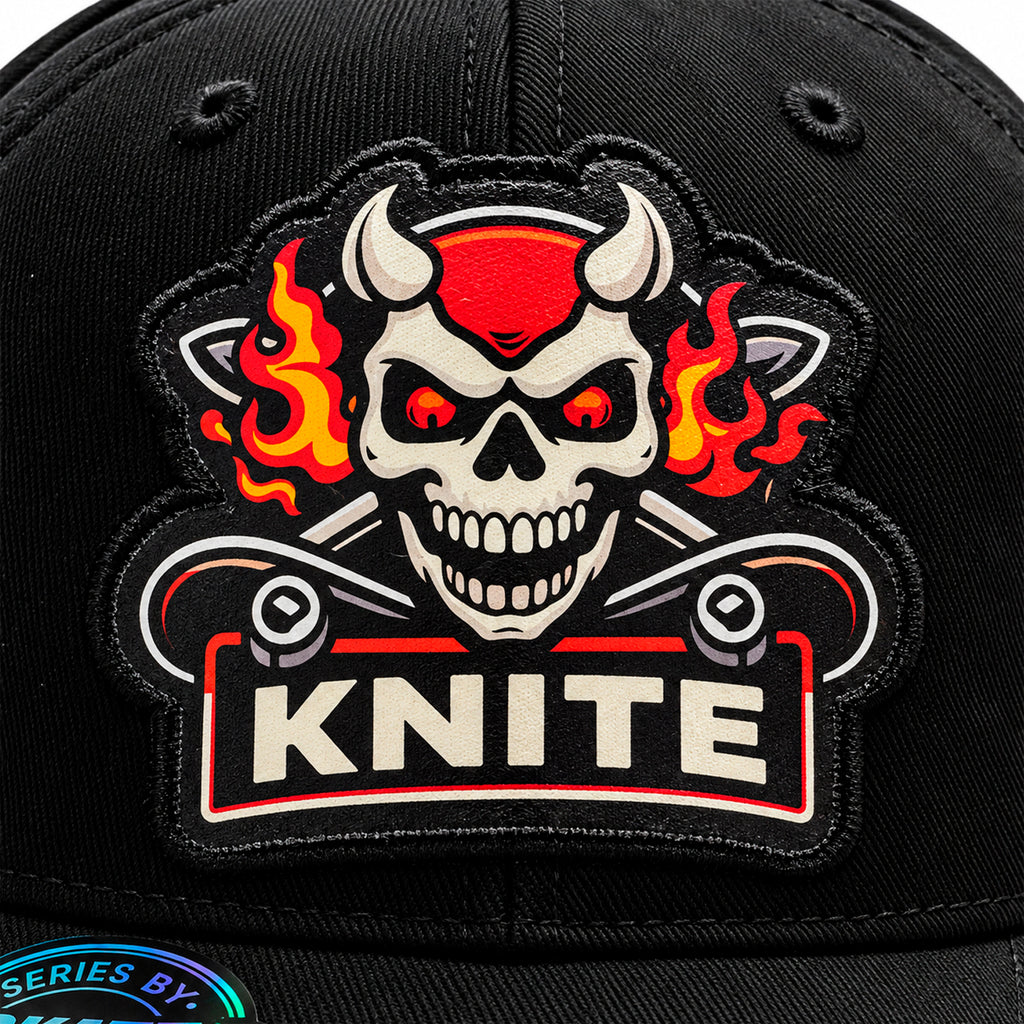Gorra Knite skate Hombre Negra Snapback Skull Impreso