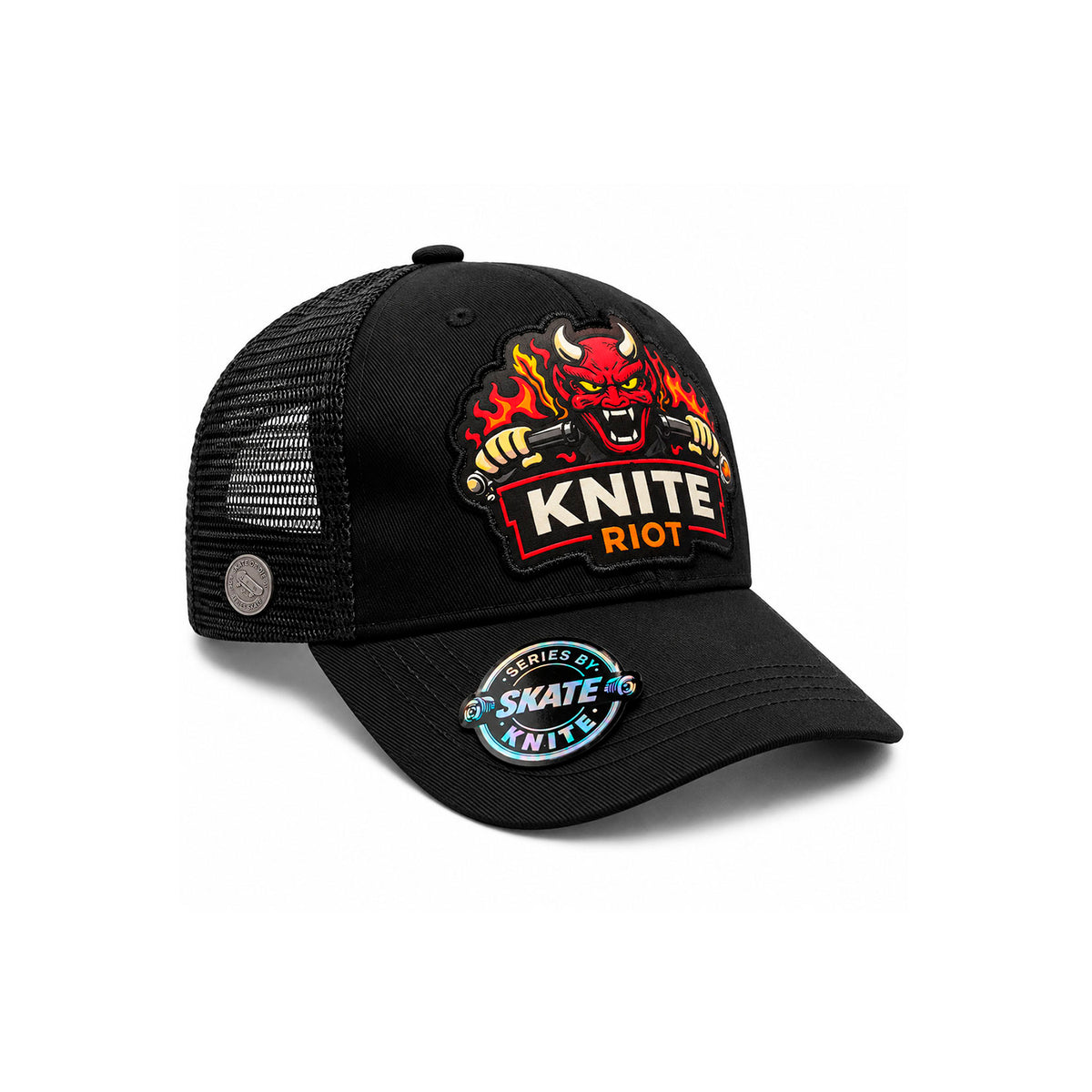 Gorra Knite Skate Snapback Hombre Inferno Riot Negra Impreso