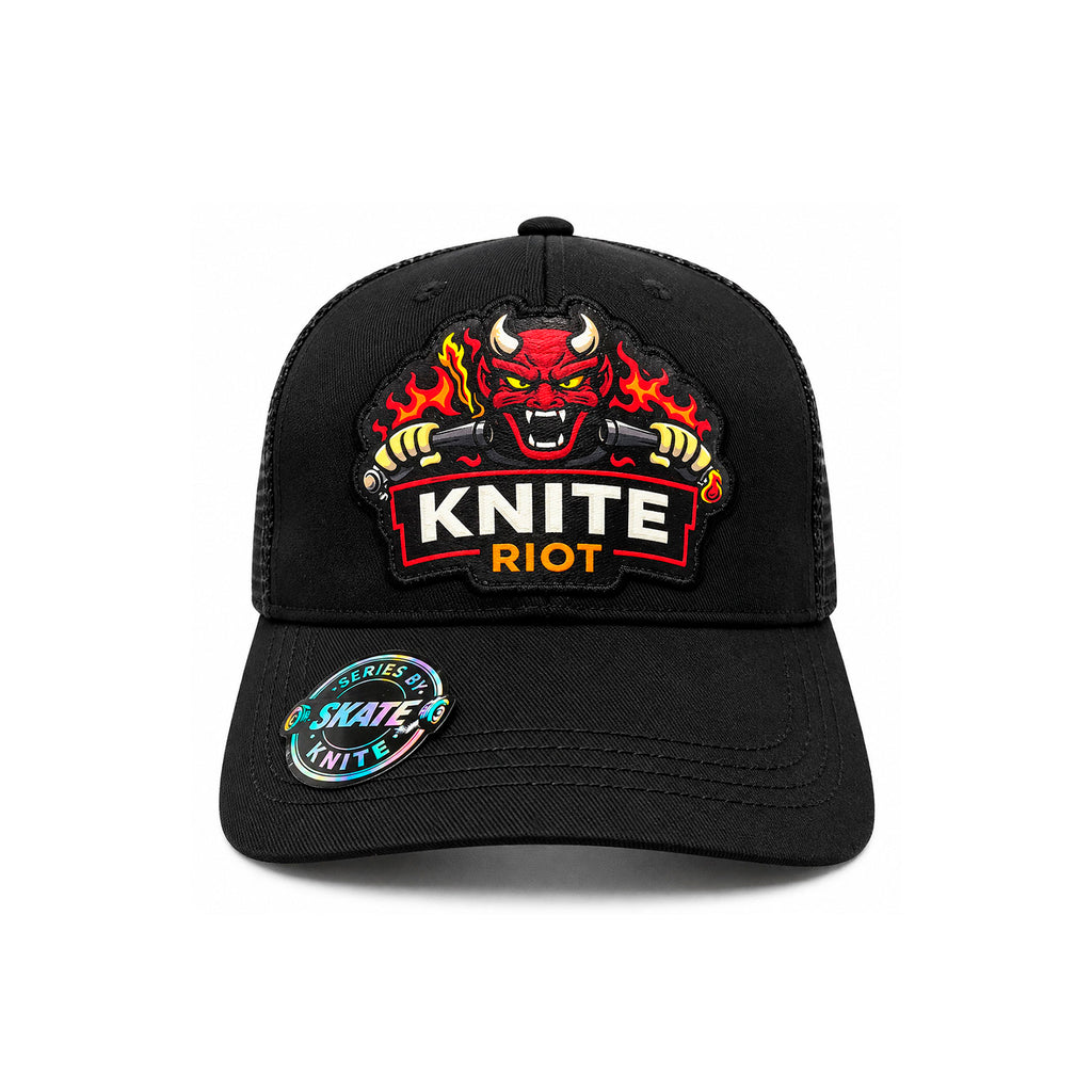 Gorra Knite Skate Snapback Hombre Inferno Riot Negra Impreso