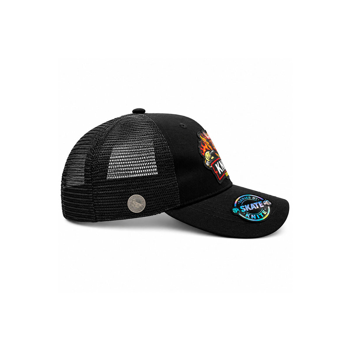 Gorra Knite Skate Snapback Hombre Inferno Riot Negra Impreso