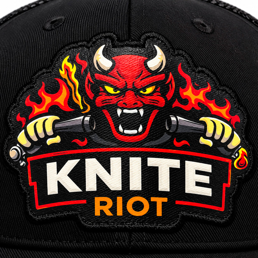 Gorra Knite Skate Snapback Hombre Inferno Riot Negra Impreso
