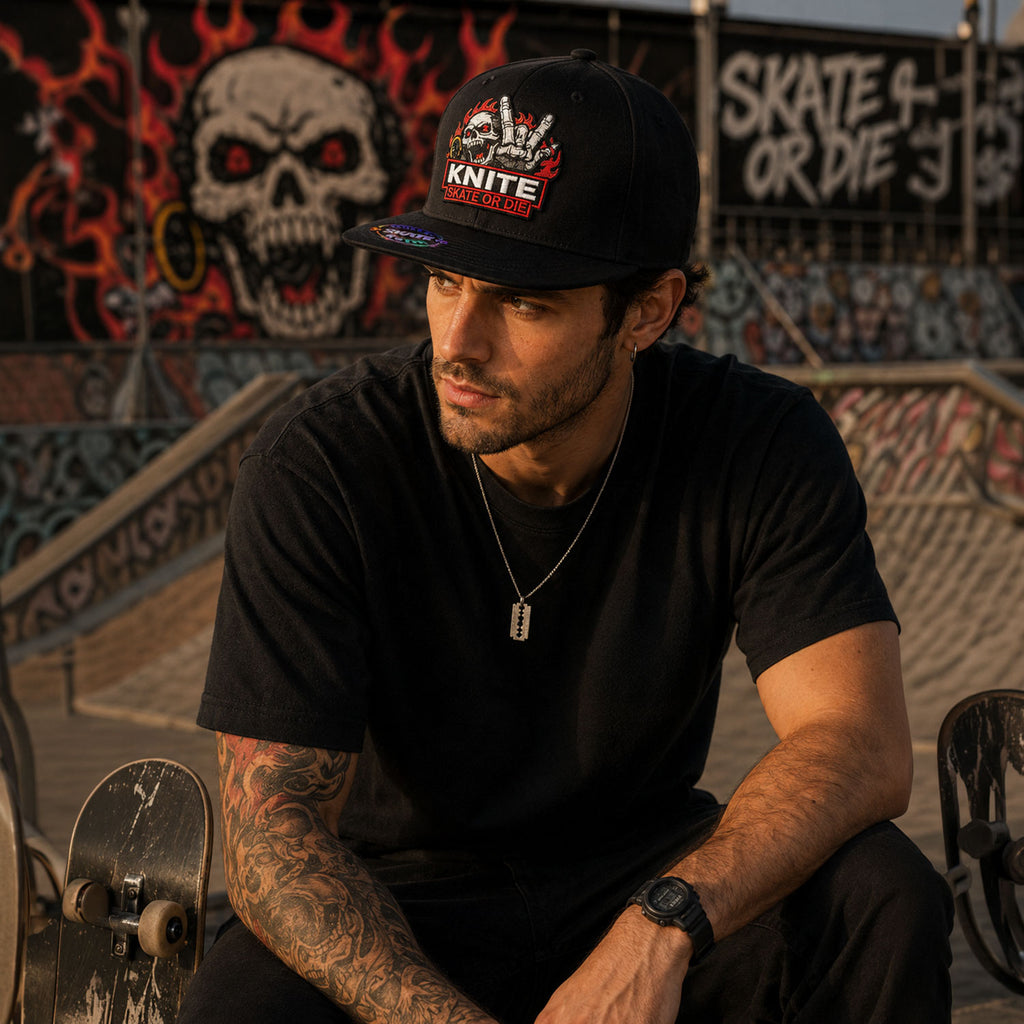 Gorra Bordada Negra Para Hombre KNITE Skate or Die Skate