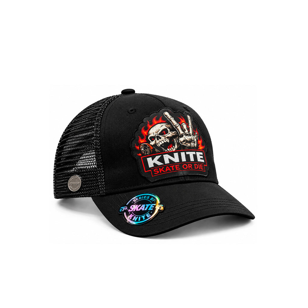 Gorra Knite Skate Negra Hombre Snapback Parche Impreso