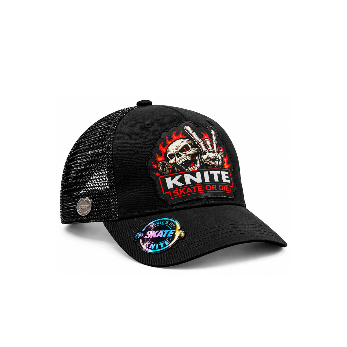Gorra Knite Skate Negra Hombre Snapback Parche Impreso