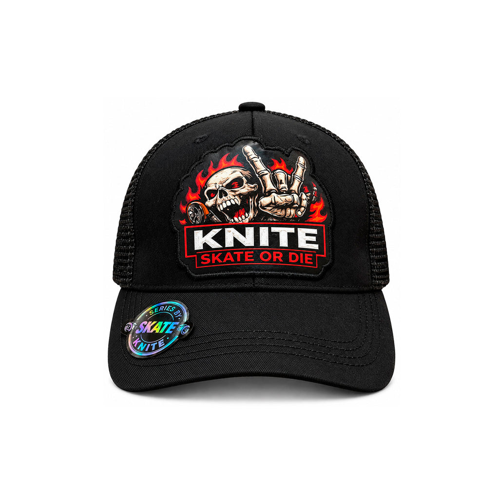 Gorra Knite Skate Negra Hombre Snapback Parche Impreso
