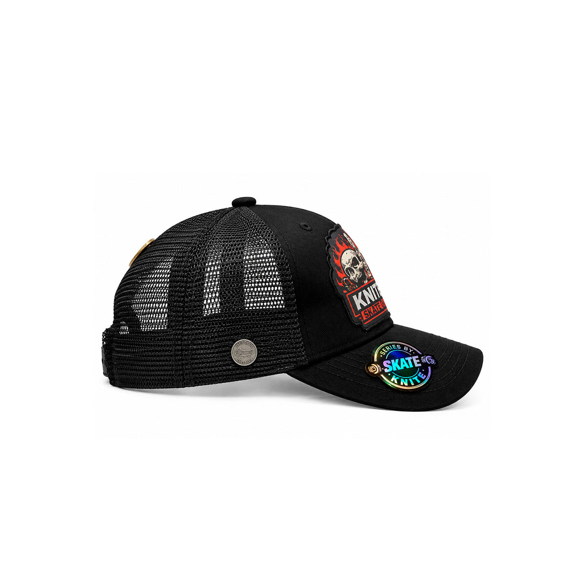 Gorra Knite Skate Negra Hombre Snapback Parche Impreso