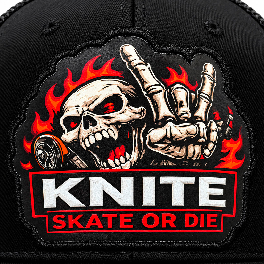 Gorra Knite Skate Negra Hombre Snapback Parche Impreso